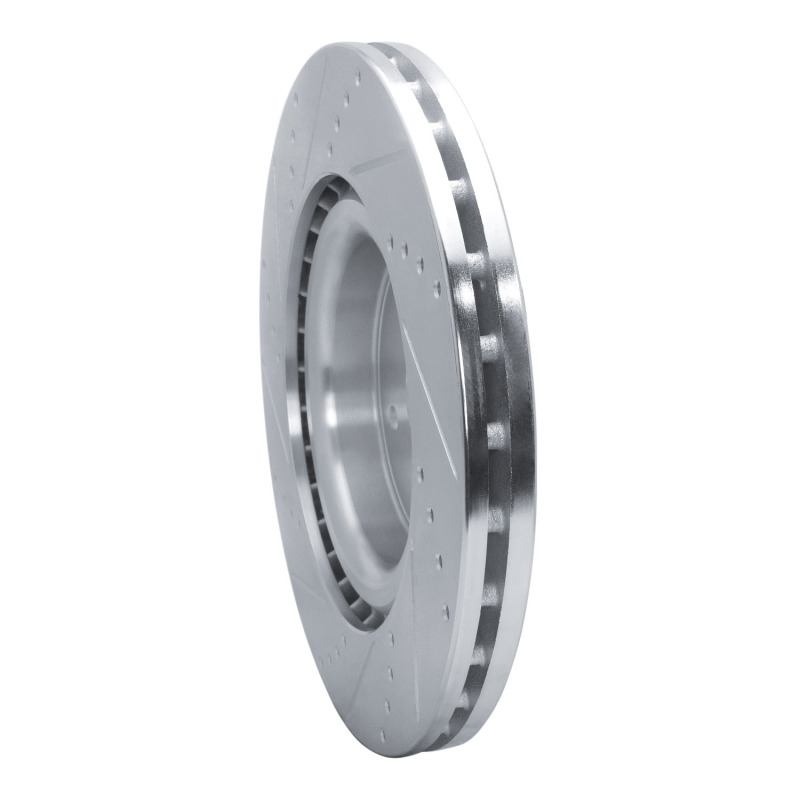 Subaru WRX Brake Rotor (1) - Front Right - R1 Concepts - Drilled & Slotted - Silver - `18-`25